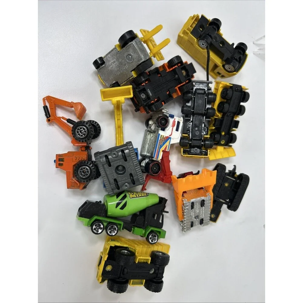 Vtg Hot Wheels Construction Lot Dump Cement Tow Truck Excavator Caterpillar